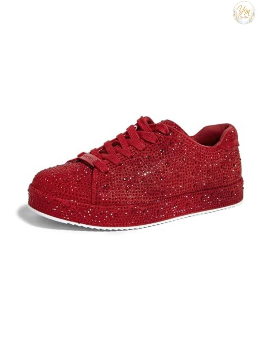 Rhinestone Platform Sneakers Lace-Up Mesh Tennis Shoes